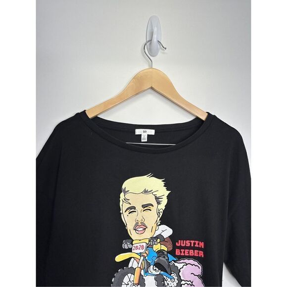 BP Justin Bieber Graphic Shirt Womens Black Short Sleeve Size Medium NWT - Picture 6 of 9